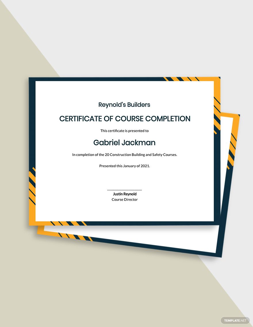 Simple Construction Certificate Template
