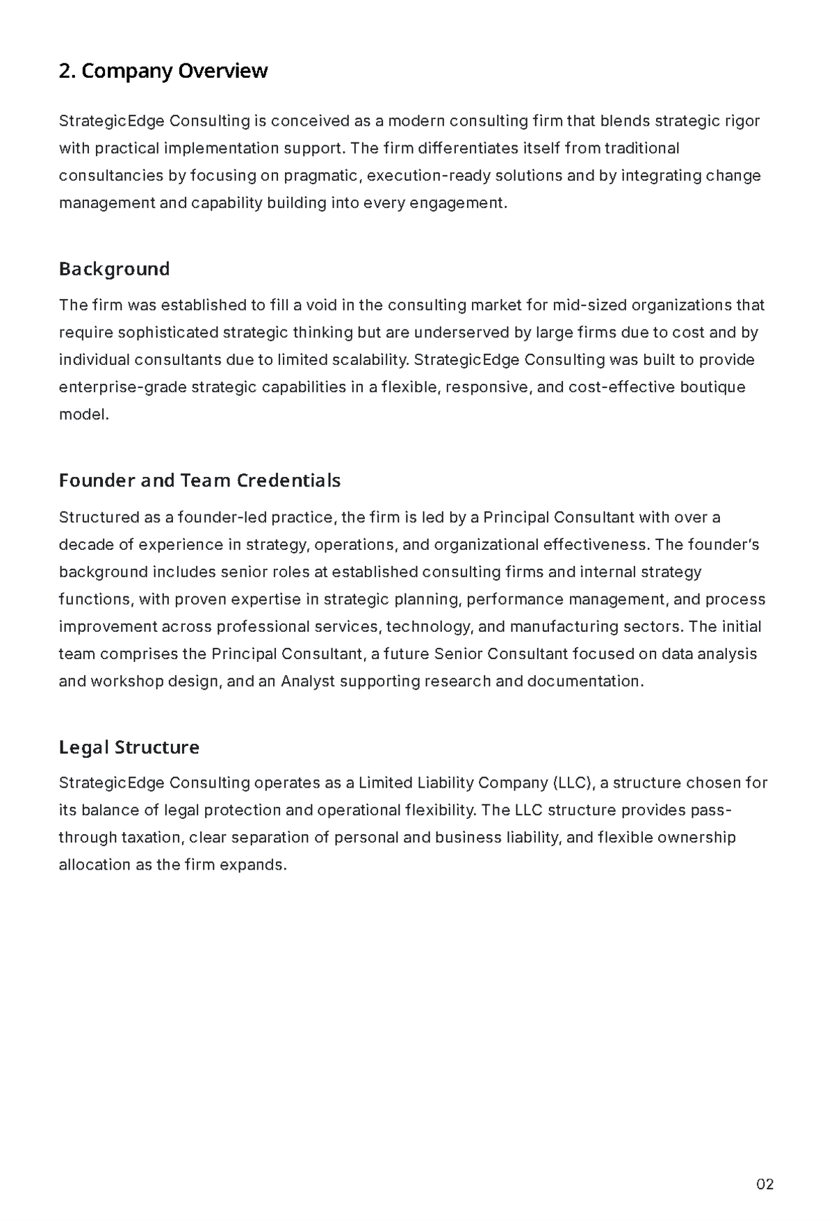 Free Consulting Business Plan Template to Edit Online