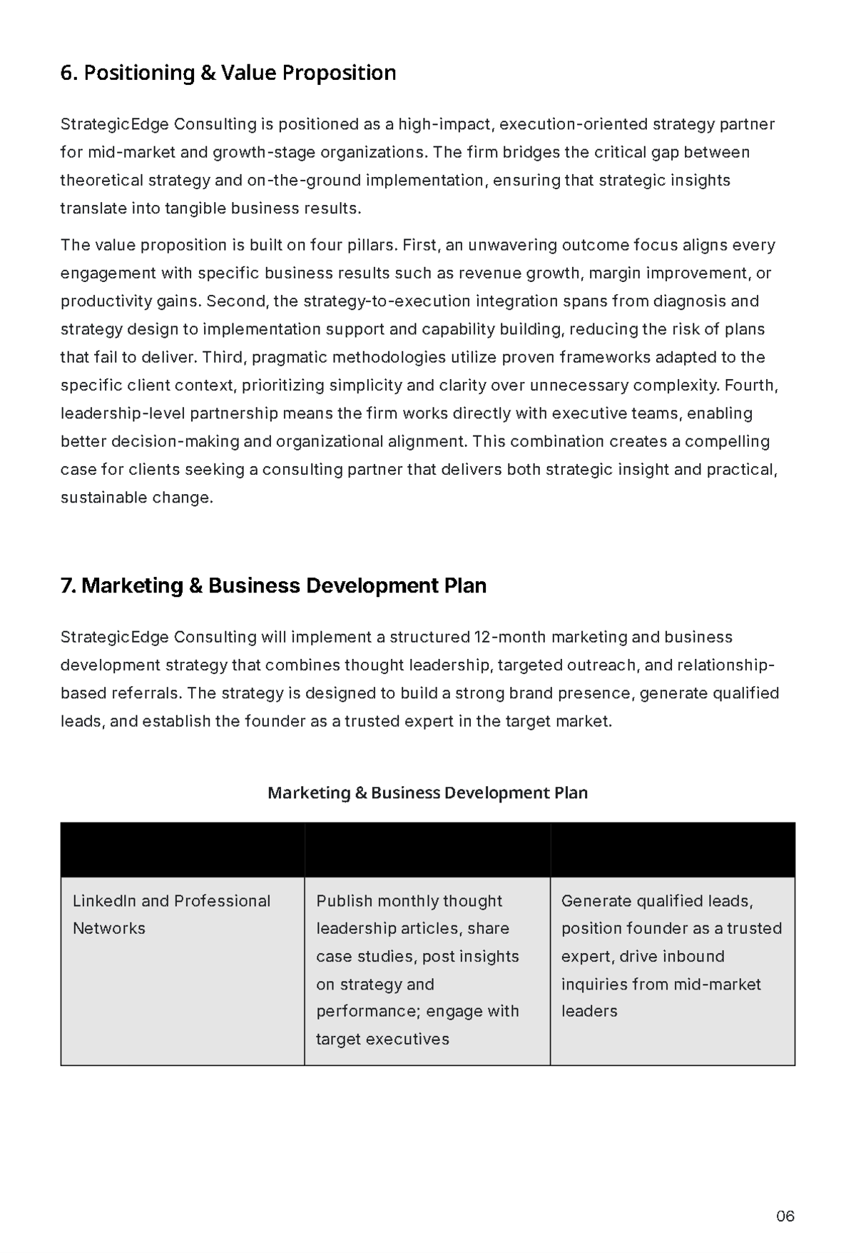 Free Consulting Business Plan Template to Edit Online