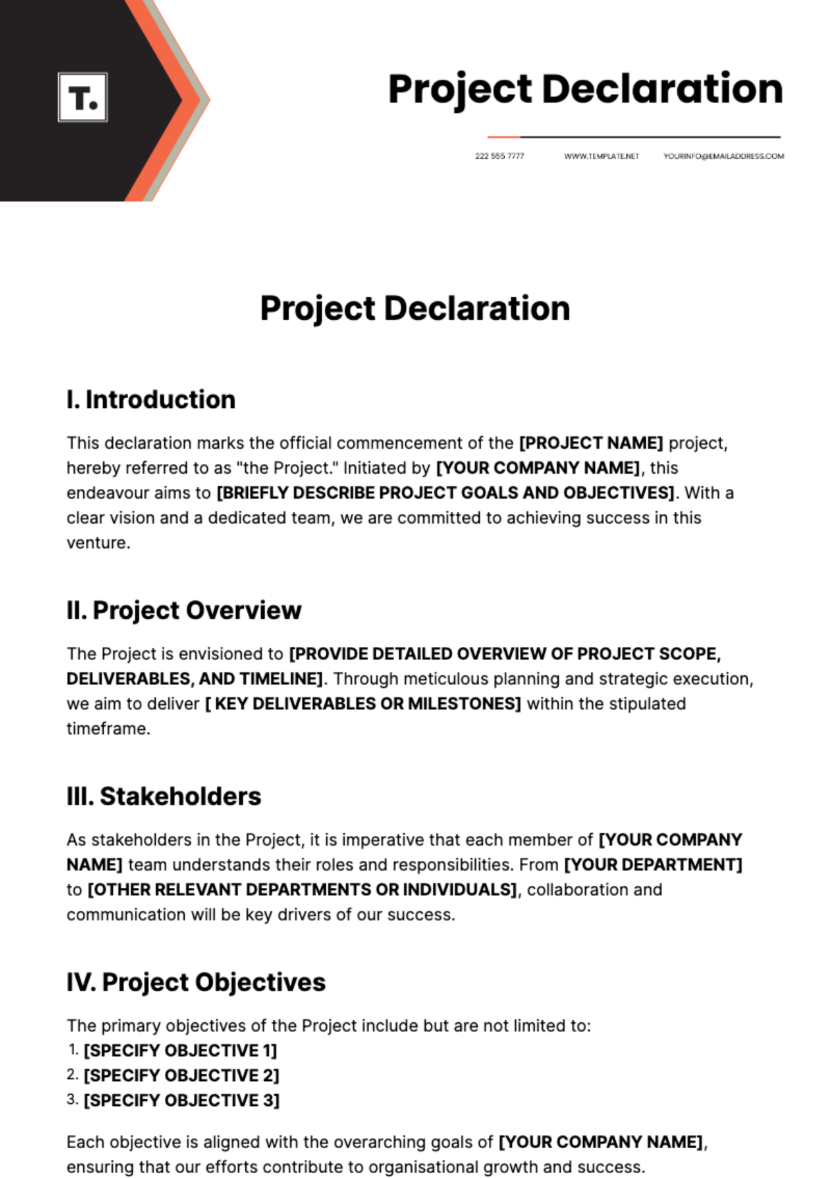 Project Declaration Template - Edit Online & Download