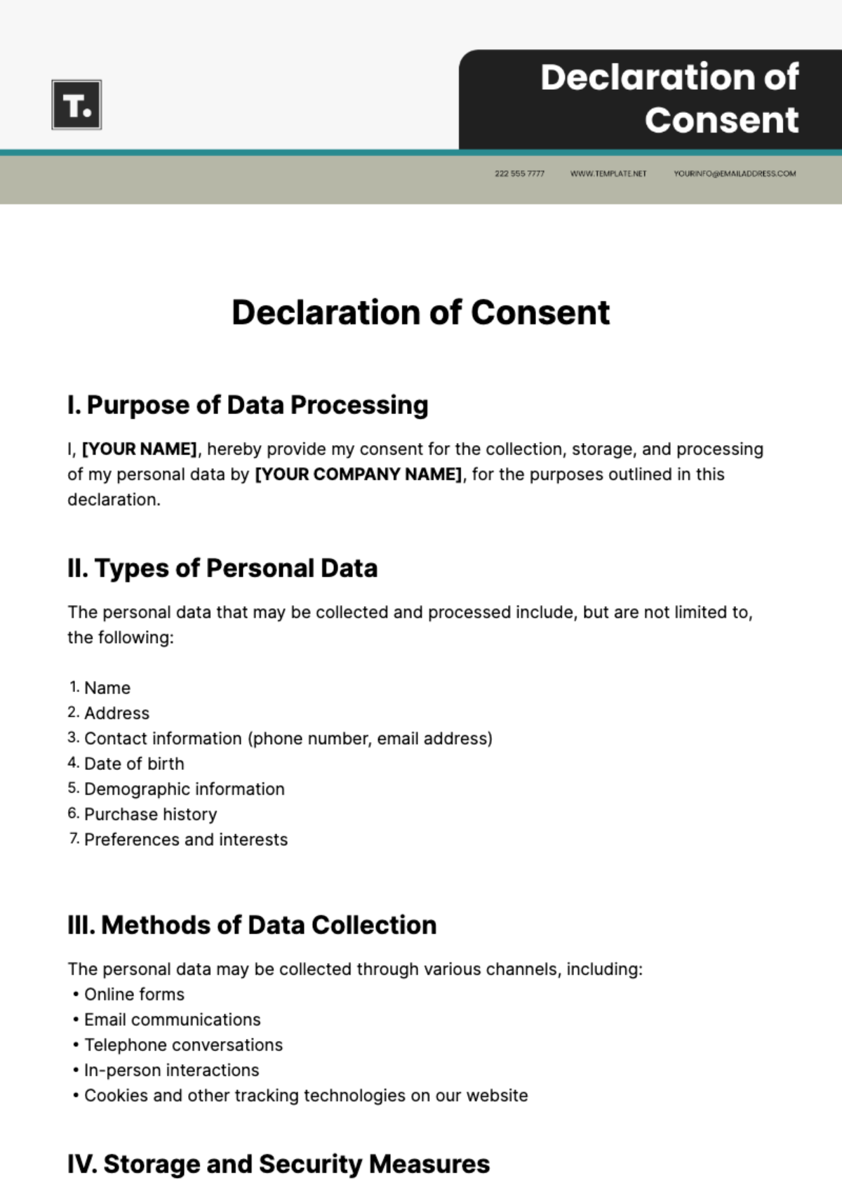 Declaration of Consent Template - Edit Online & Download