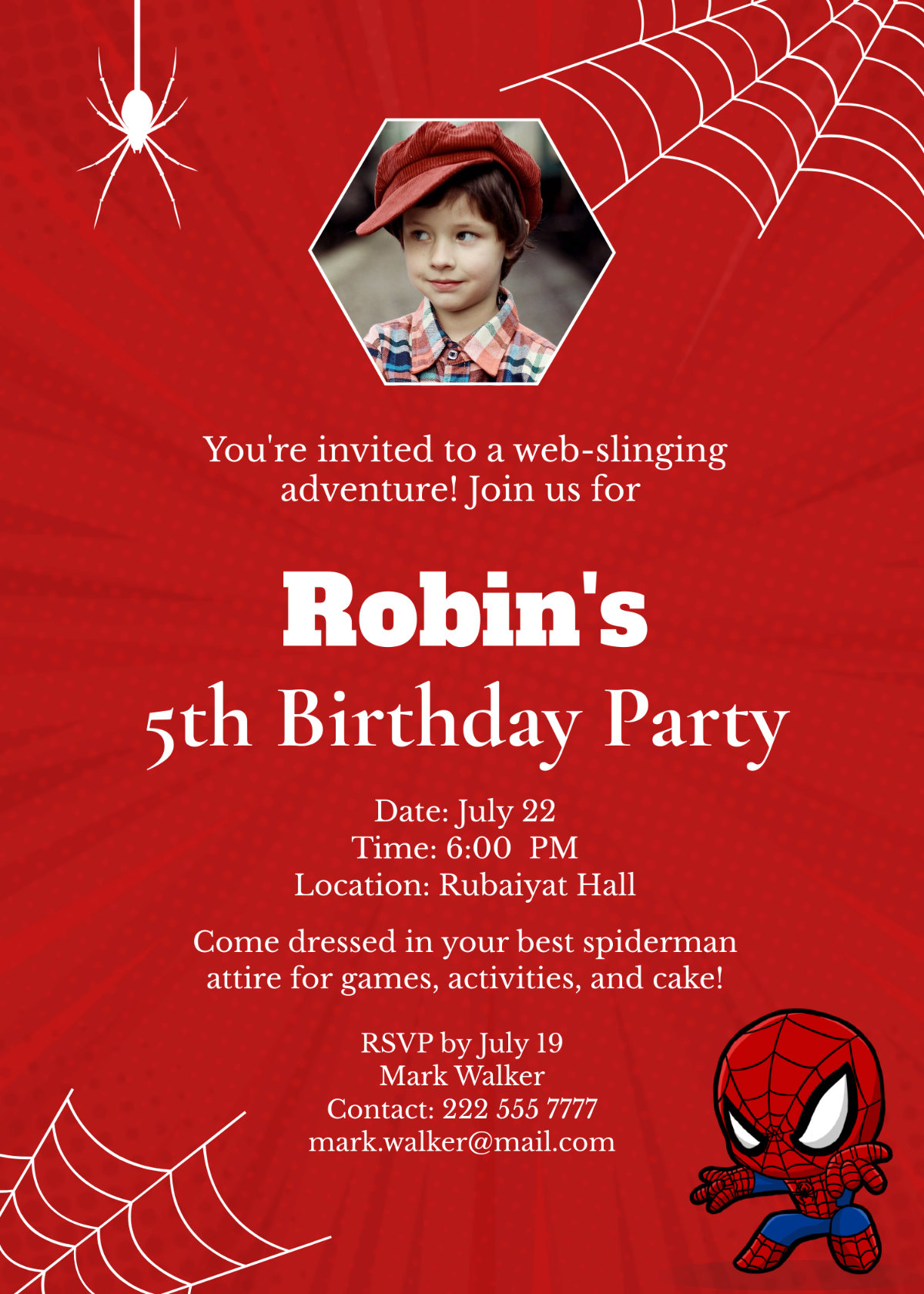 Spiderman Birthday Invitation Template - Edit Online & Download