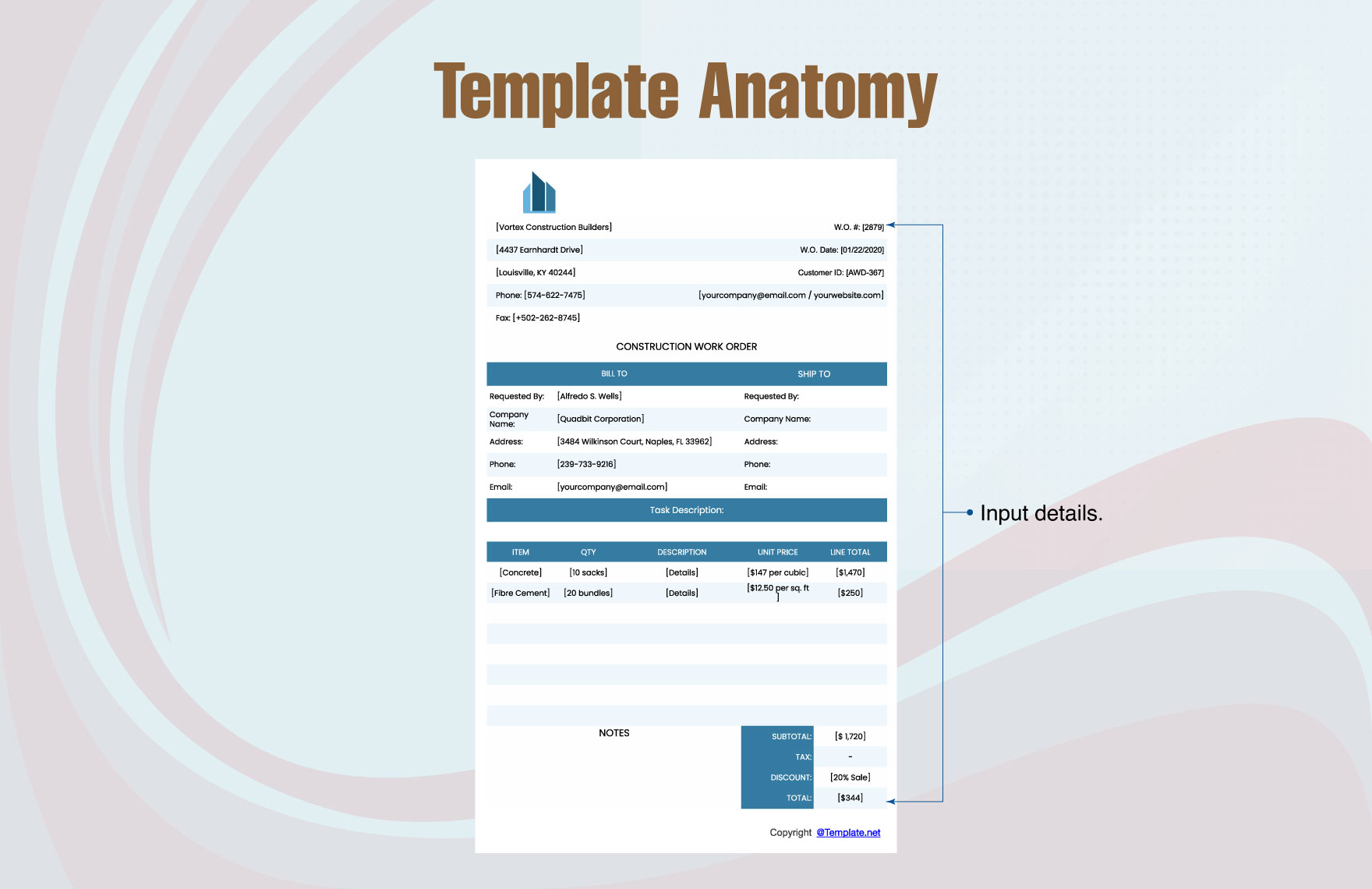 Printable Construction Work Order Template