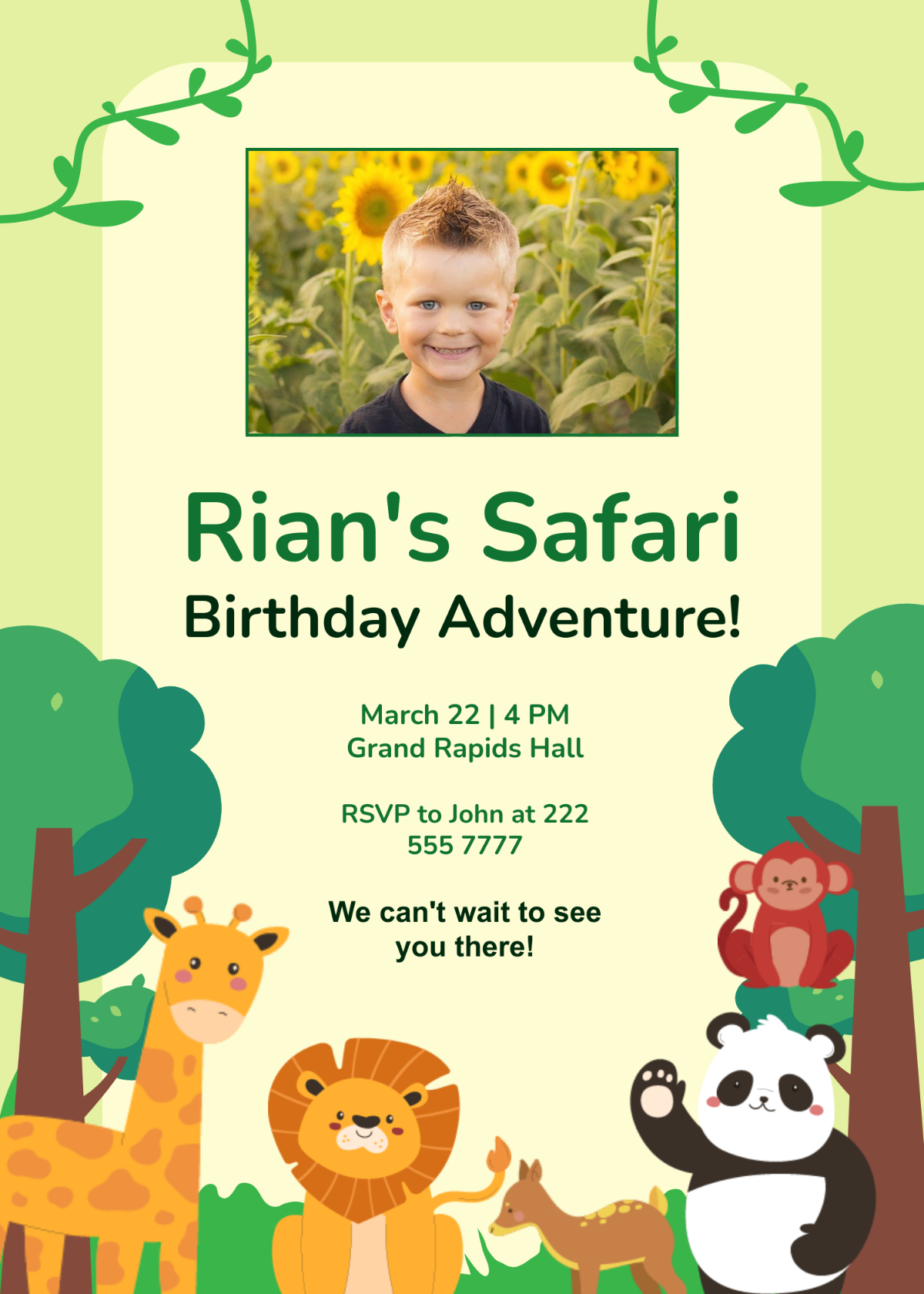 Free Safari Birthday Invitation Template