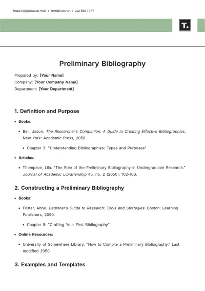 Free Preliminary Bibliography Template to Edit Online