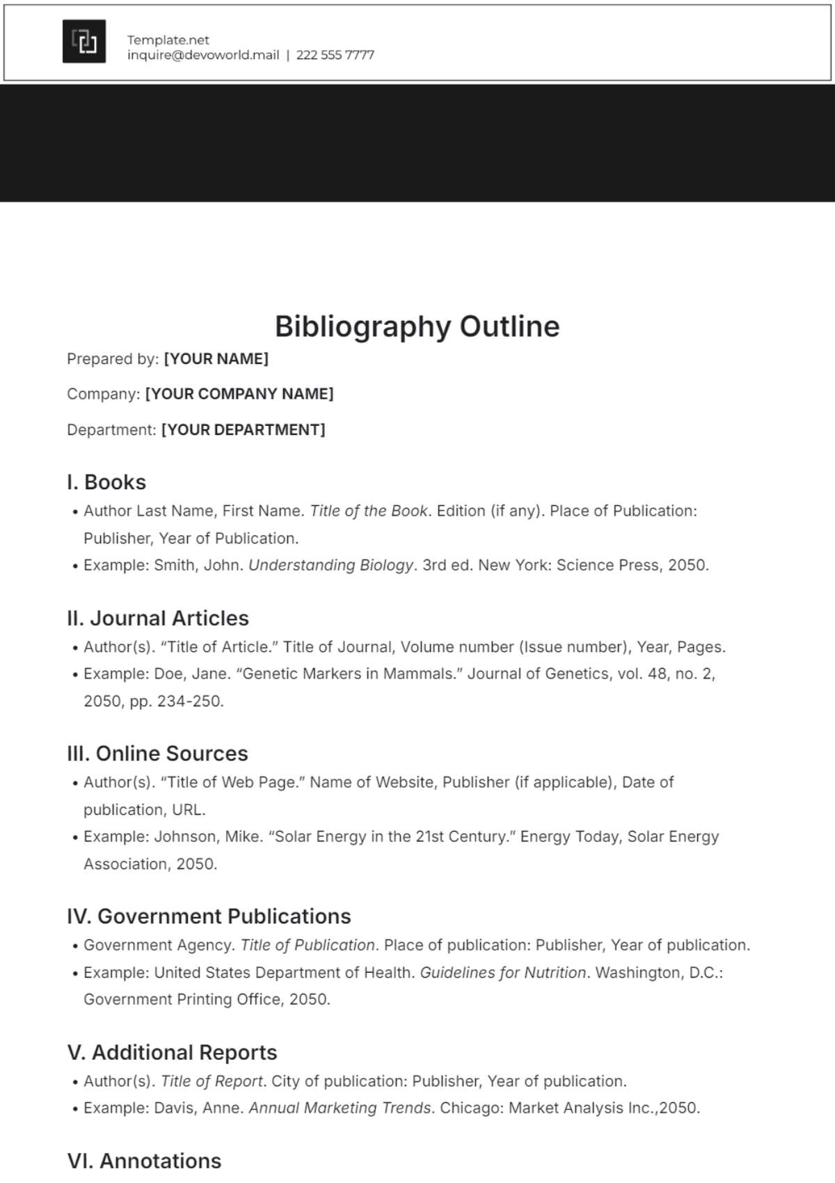 Bibliography Outline Template - Edit Online & Download