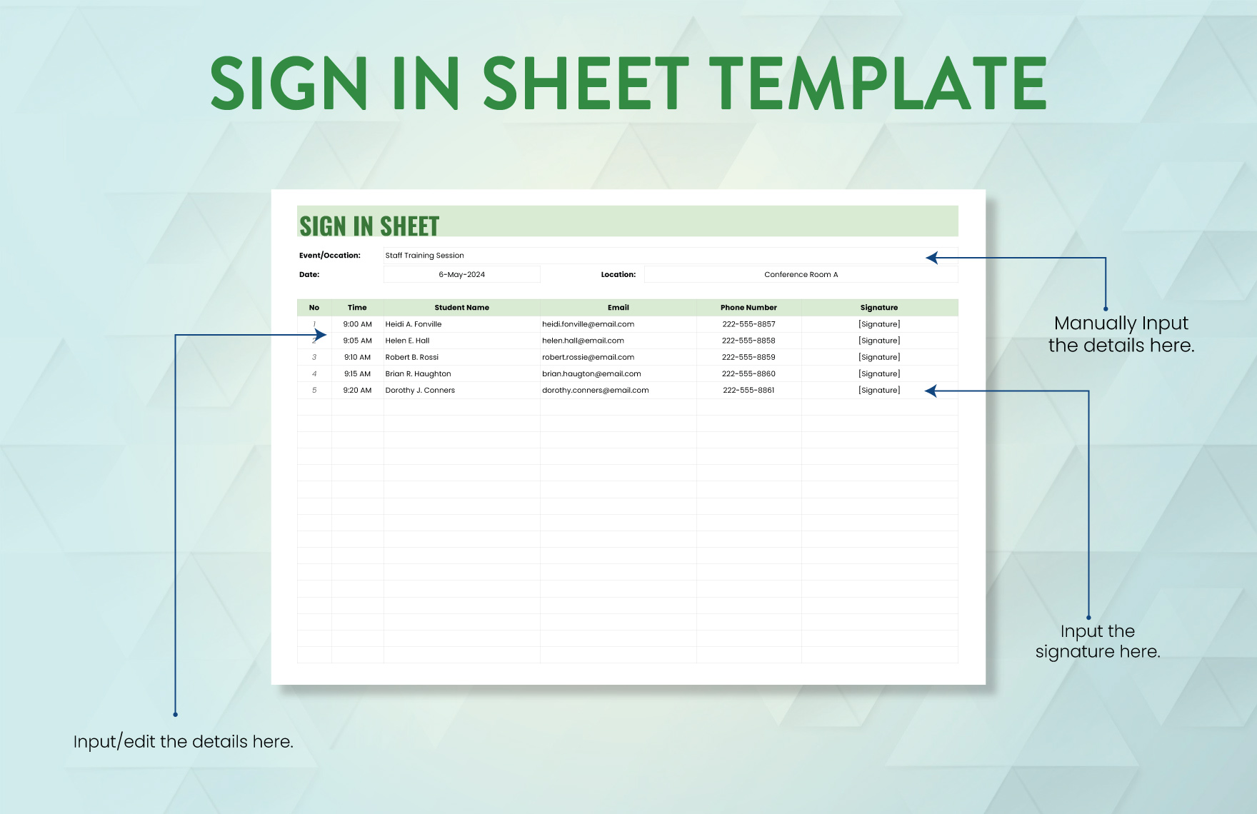 Sign in Sheet Template