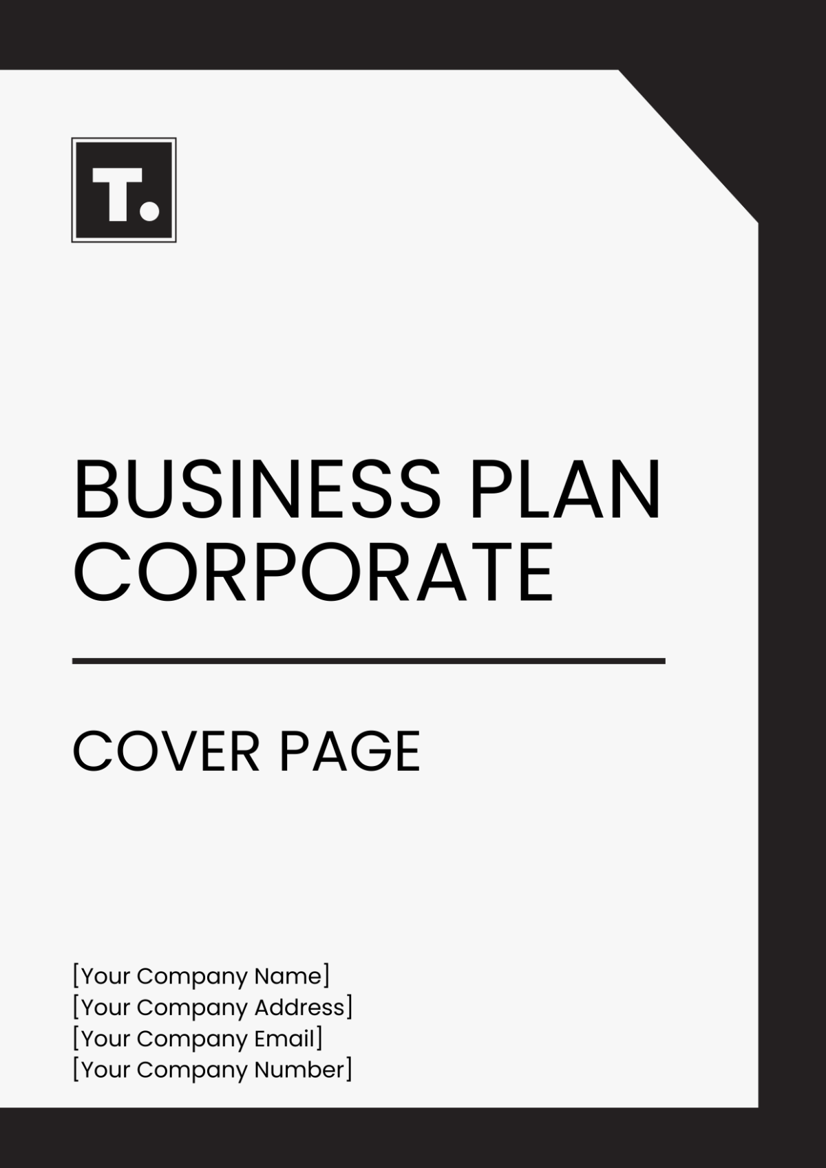 Business Plan Corporate Cover Page