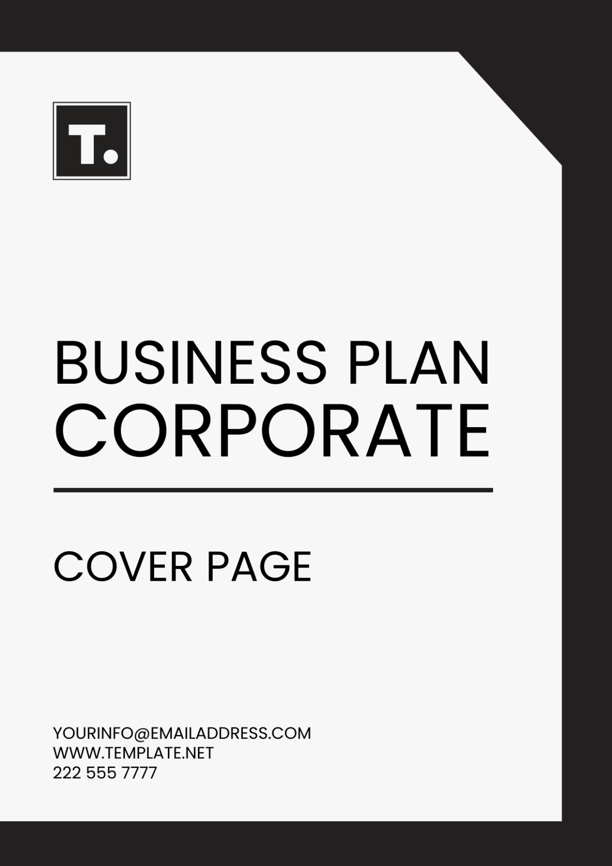 Free Business Plan Corporate Cover Page Template