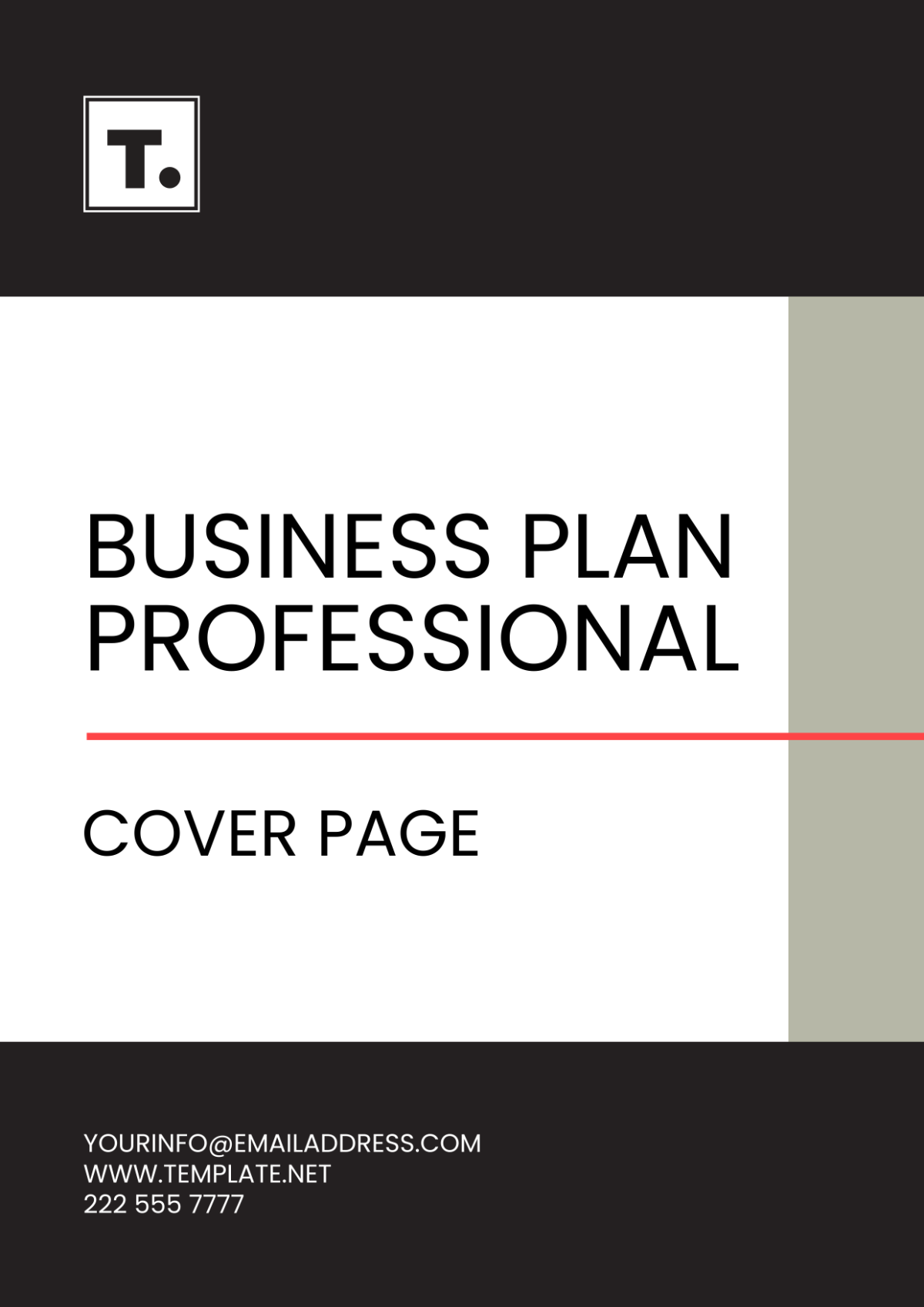 Business Plan Professional Cover Page Template