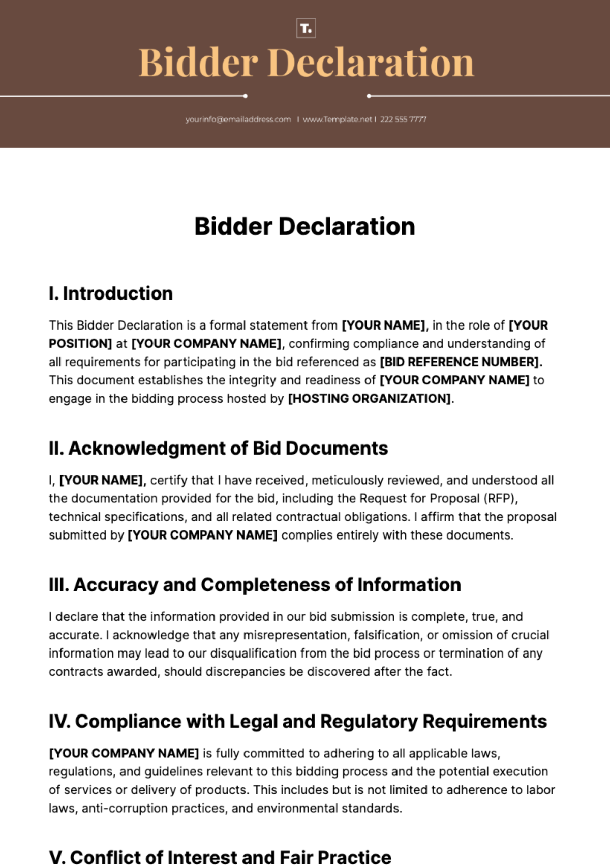 Bidder Declaration Template - Edit Online & Download