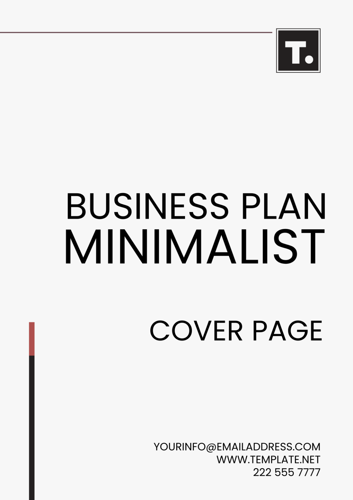 Business Plan Minimalist Cover Page