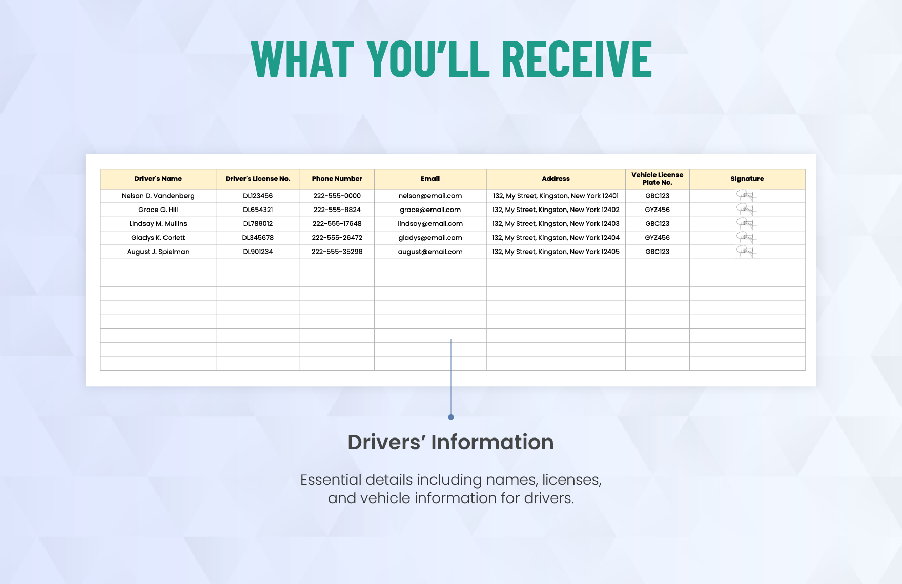 Driver Sign in Sheet Template