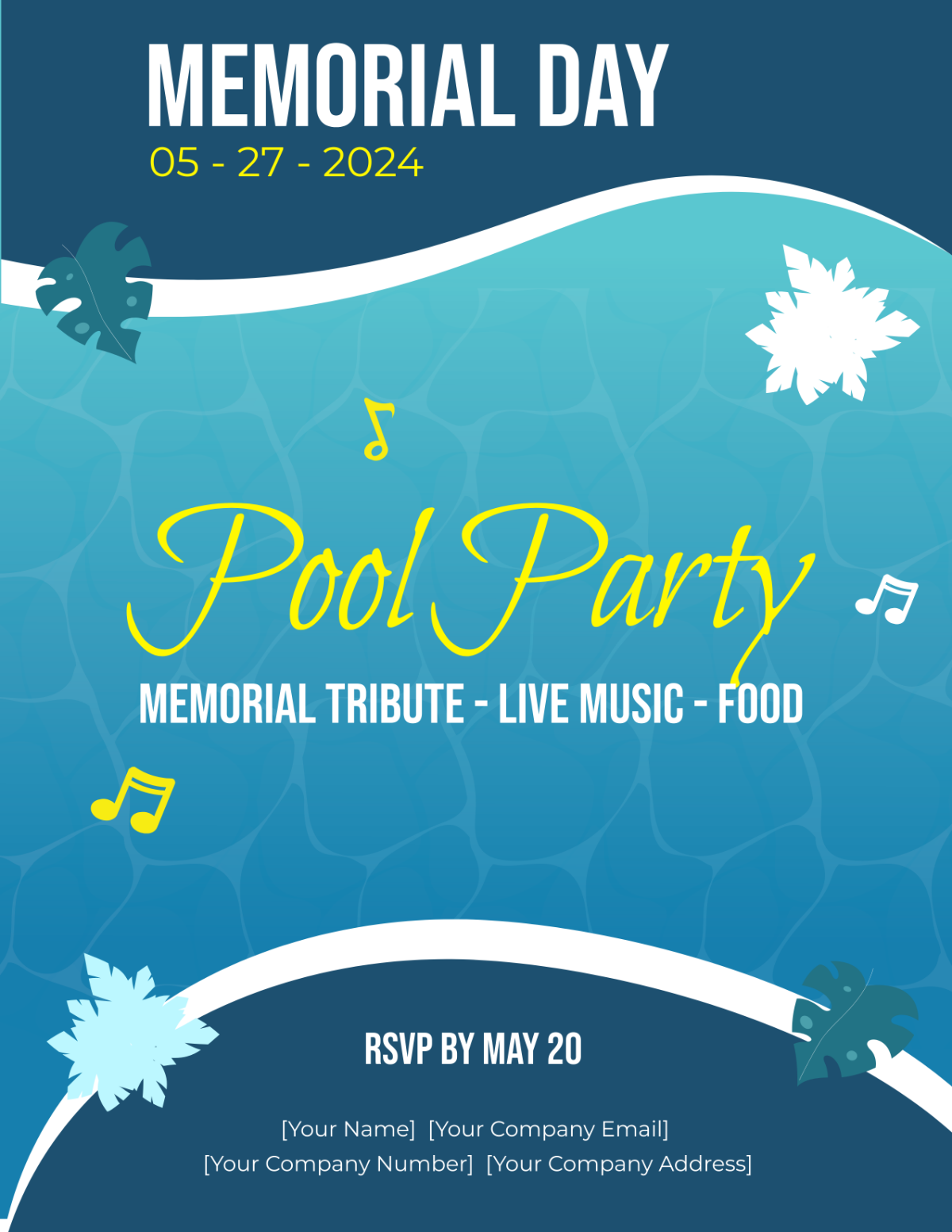 Memorial Day Pool Party Flyer