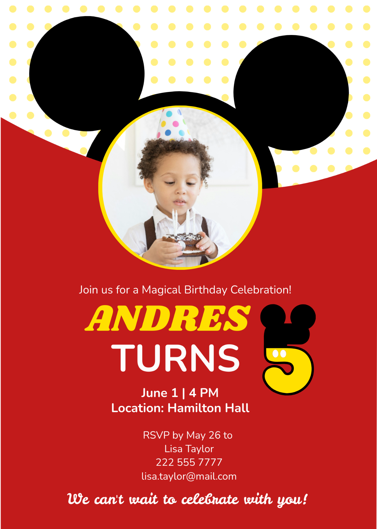 Mickey Mouse Birthday Invitation Template