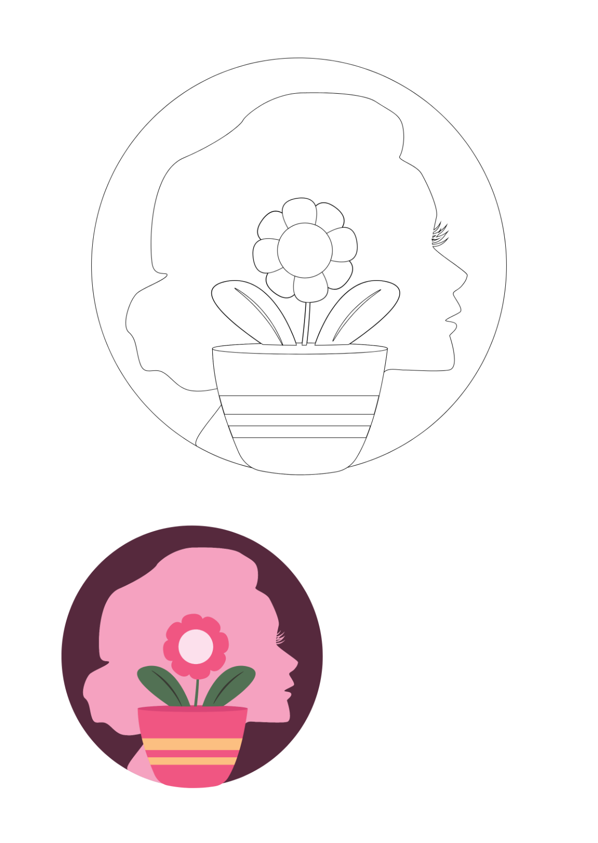 Mother's Day Flower Pot Coloring Pages Template