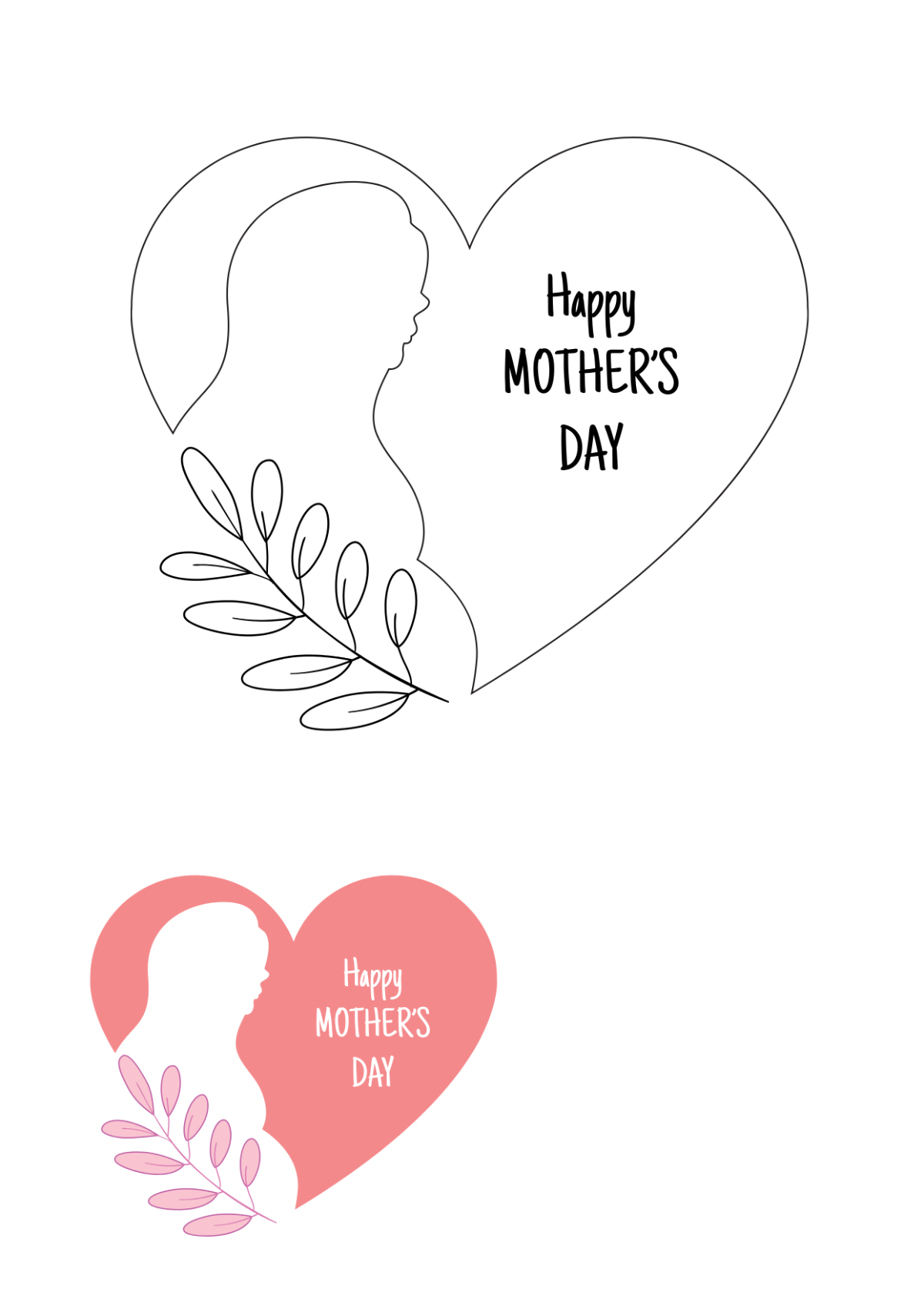 Mother's Day Coloring Heart Pages Template