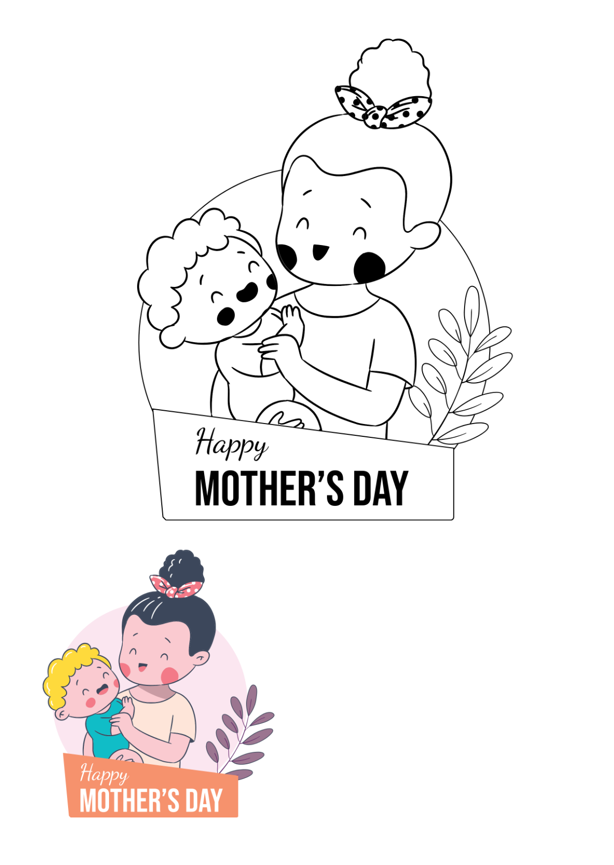 Free Mother's Day Coloring Pages for Kids Template