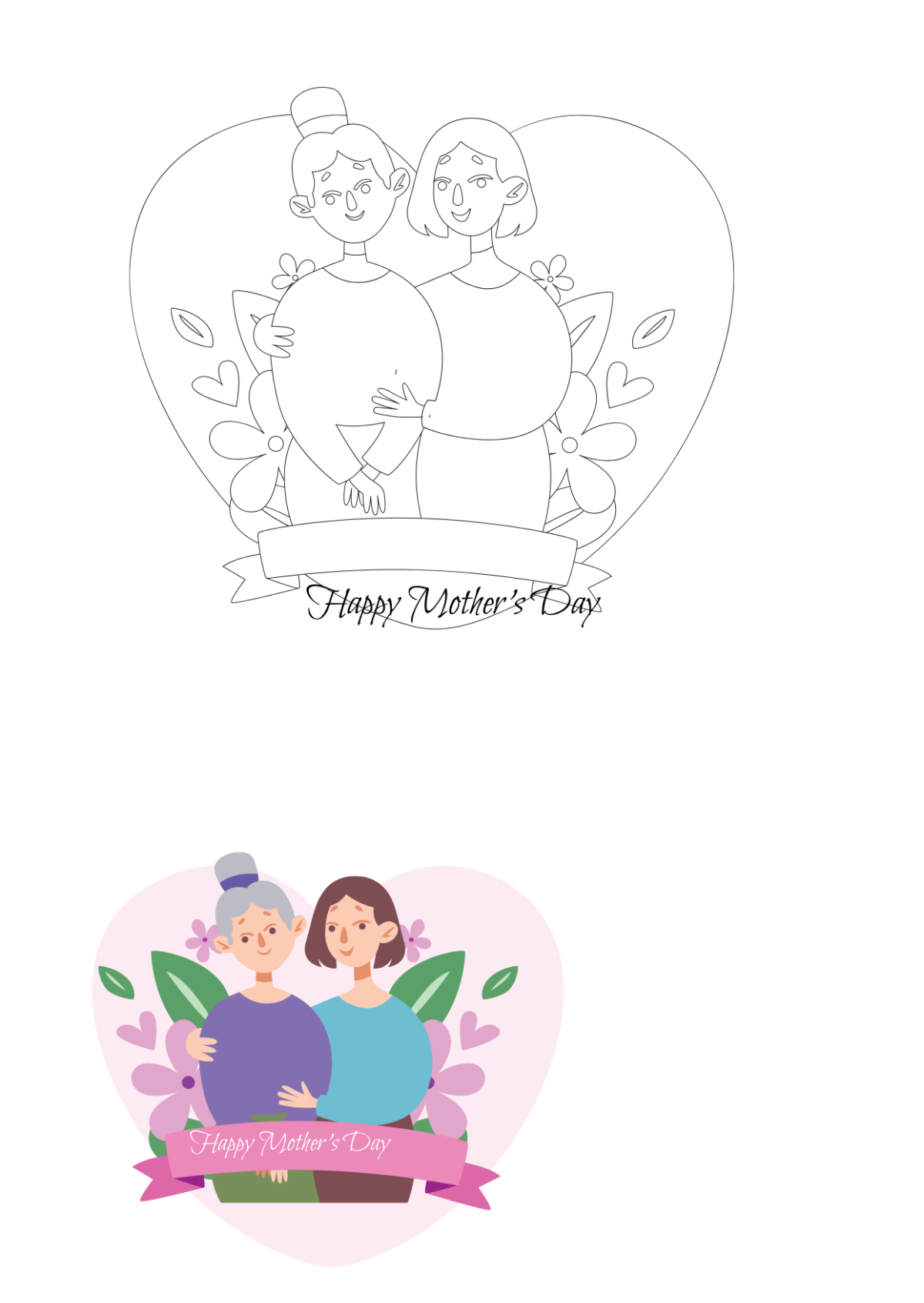 Mother's Day Coloring Pages for Adults Template