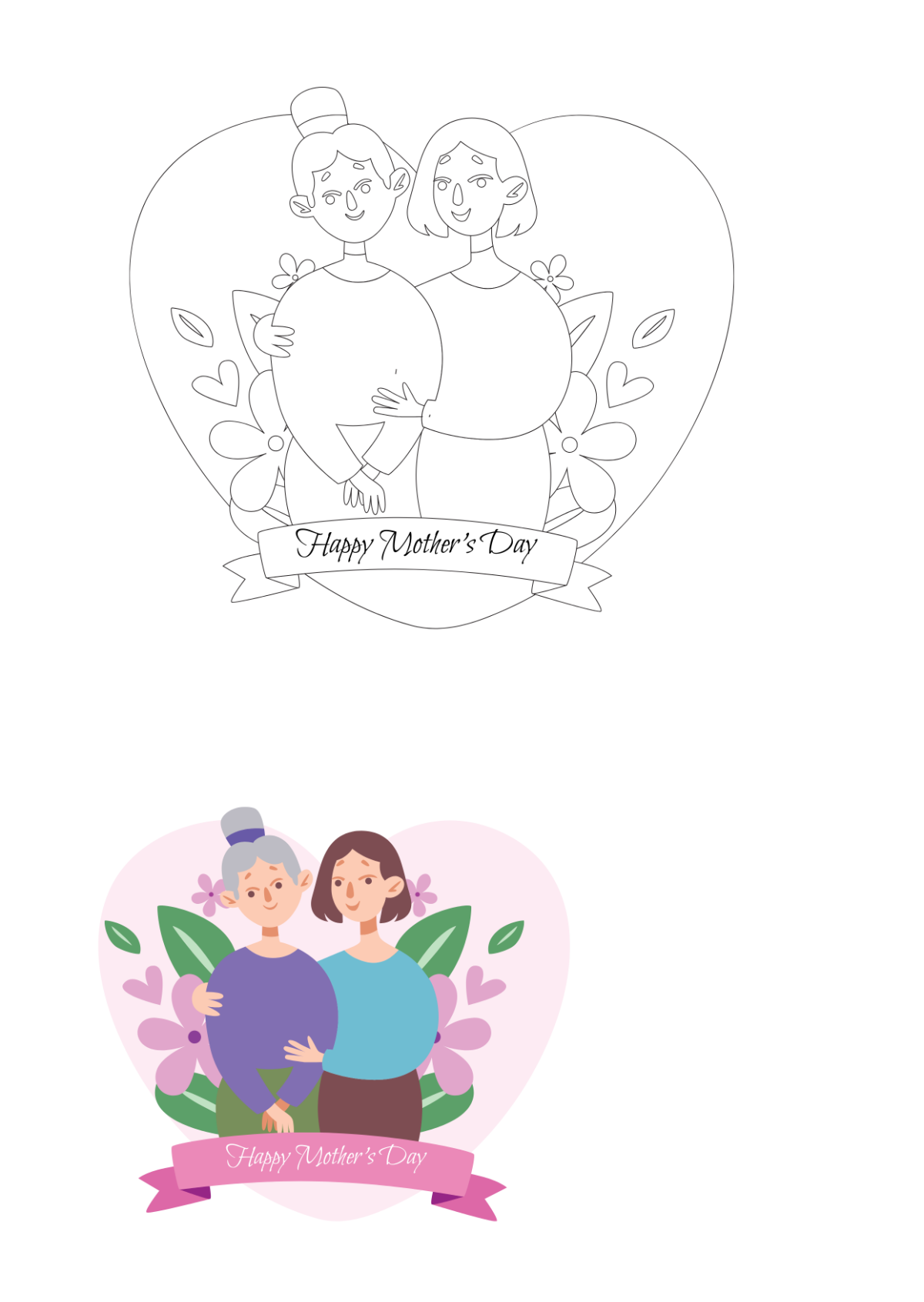 Free Mother's Day Coloring Pages for Adults Template