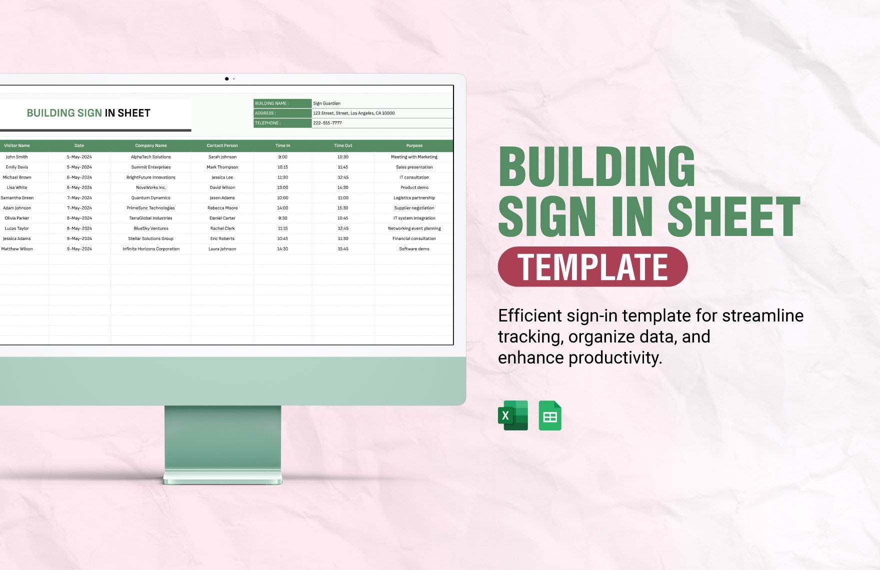 Free Building Sign in Sheet Template