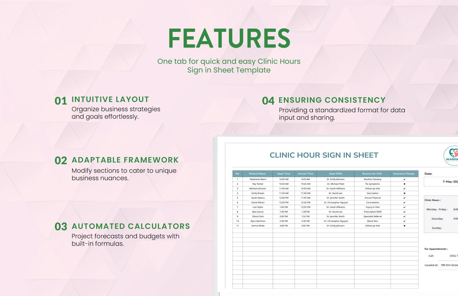 Clinic Hours Sign in Sheet Template