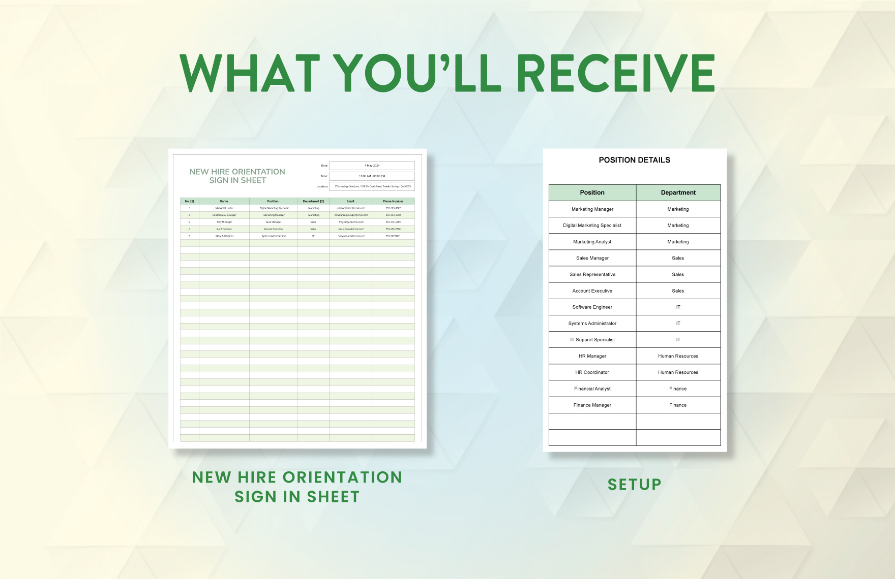 New Hire Orientation Sign in Sheet Template