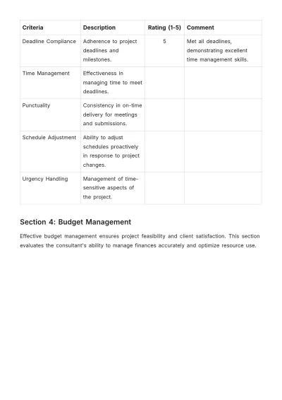 Free Interior Design Consultant Evaluation Template to Edit Online