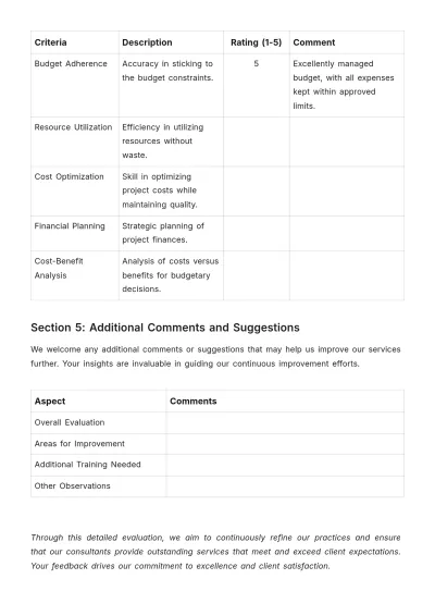 Free Interior Design Consultant Evaluation Template to Edit Online