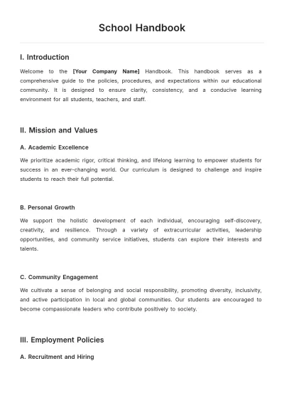 Free School Handbook Template to Edit Online | Template.net to Edit Online