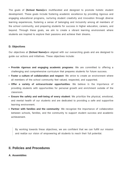 Free High School Student Handbook Template to Edit Online