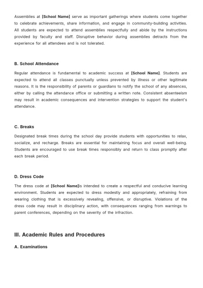 Free High School Student Handbook Template to Edit Online