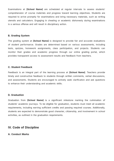 Free High School Student Handbook Template to Edit Online