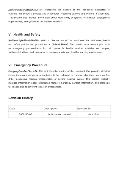 Free High School Student Handbook Template to Edit Online