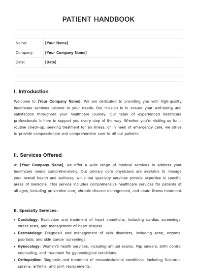 Free Patient Handbook Template to Edit Online