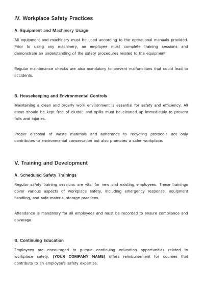 Free Safety Handbook Template to Edit Online