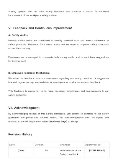 Free Safety Handbook Template to Edit Online