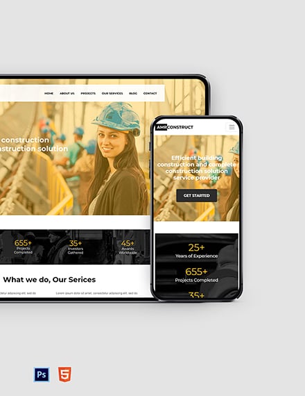 One Page Construction Website