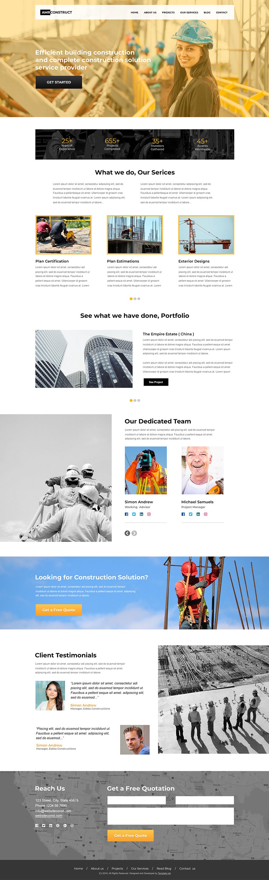 One Page Construction Website Template