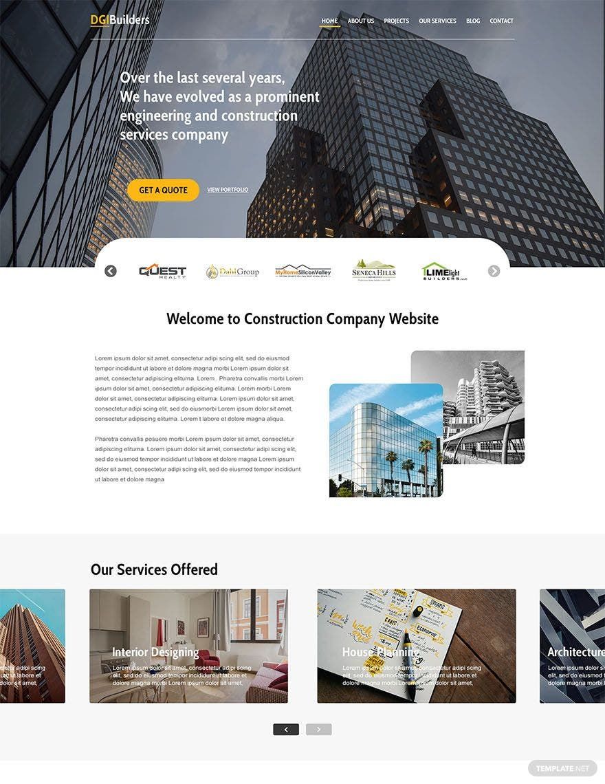 Free Simple Construction Website Template