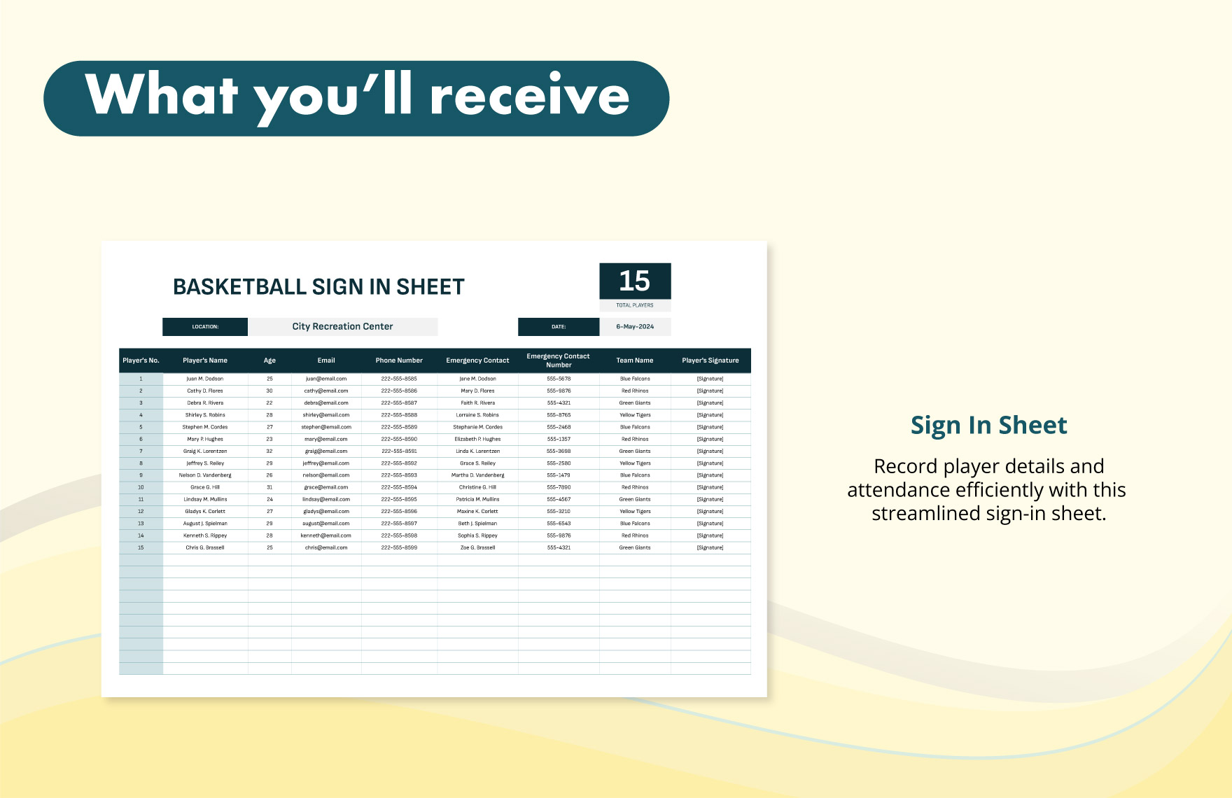 Basketball Sign in Sheet Template