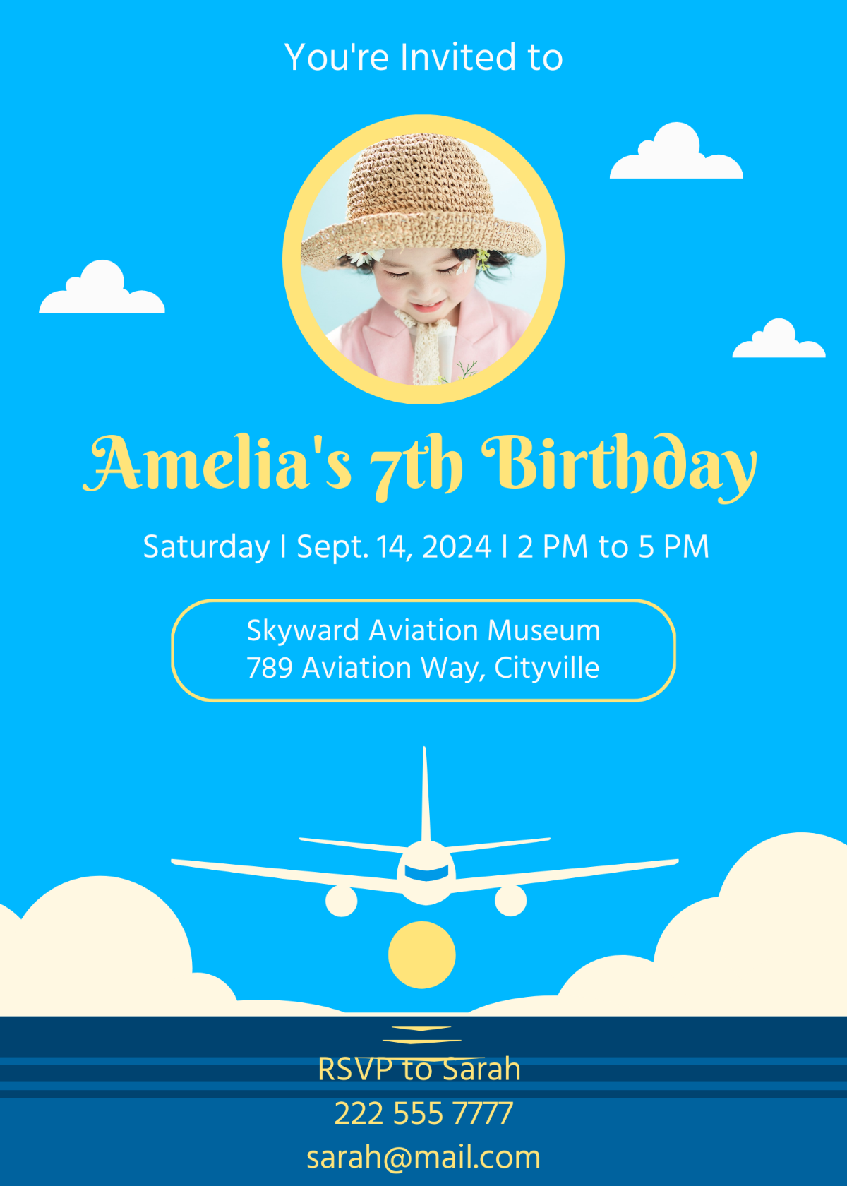 Airplane Birthday Invitation Template