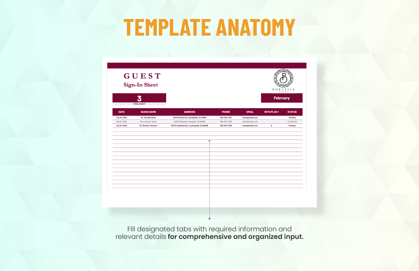 Guest Sign in Sheet Template