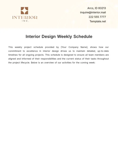 Free Interior Design Weekly Schedule Template to Edit Online