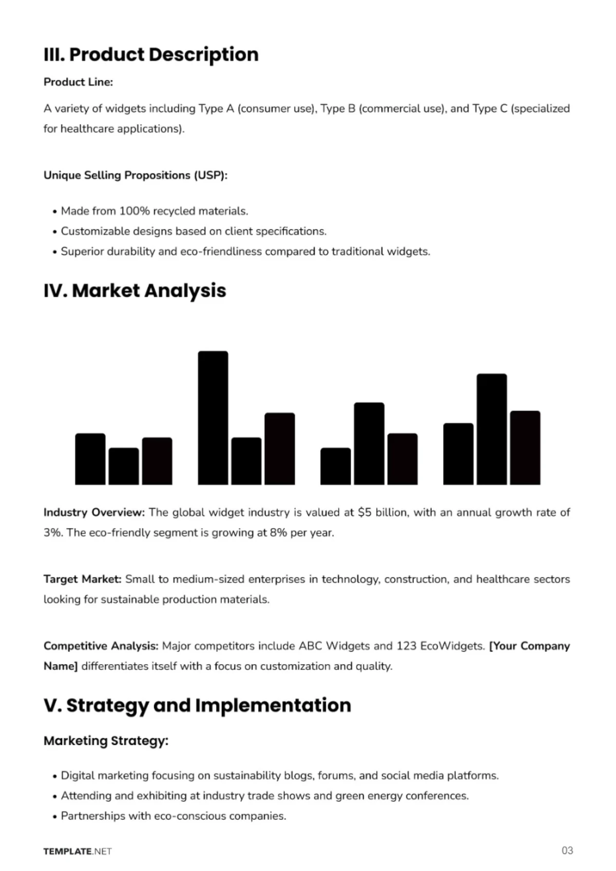 Free Manufacturing Business Plan Template to Edit Online