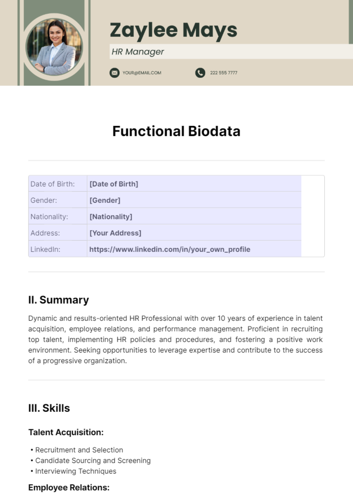 Functional Biodata Template - Edit Online & Download