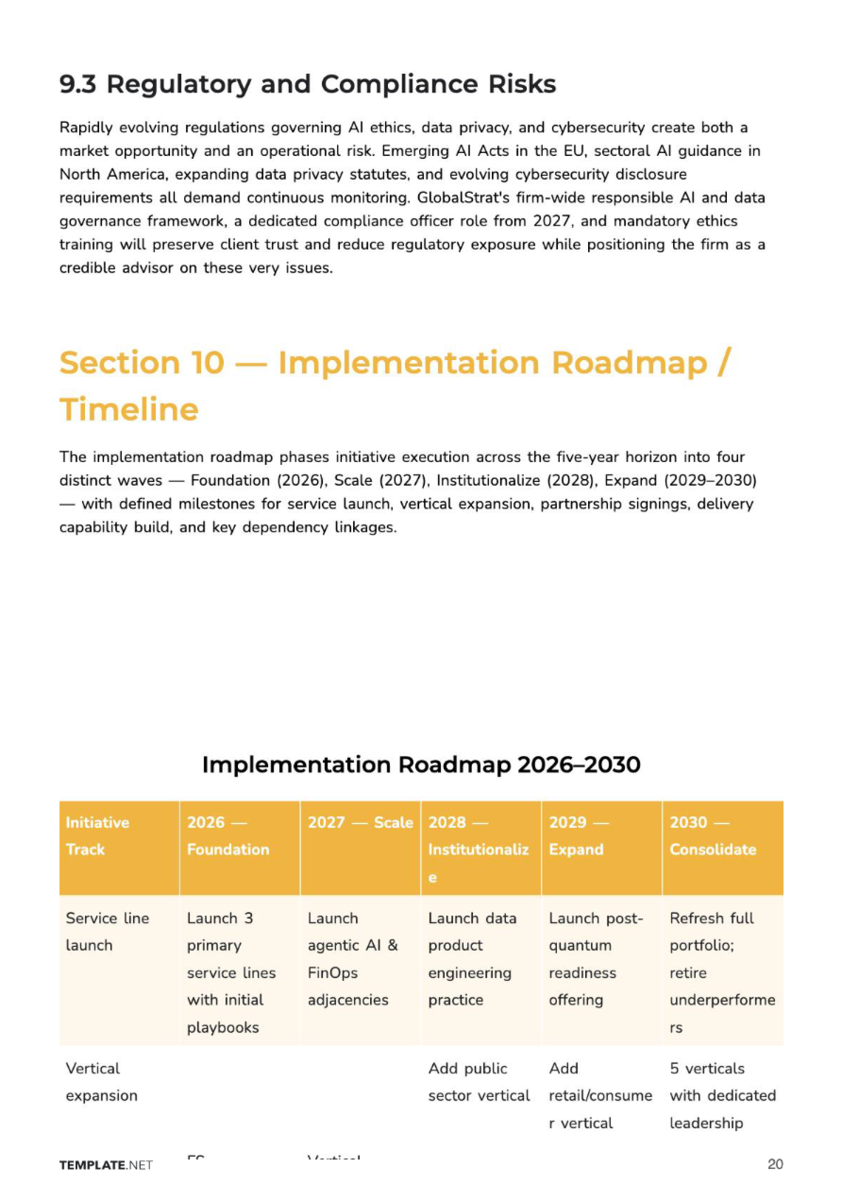Free Strategic Business Plan Template to Edit Online
