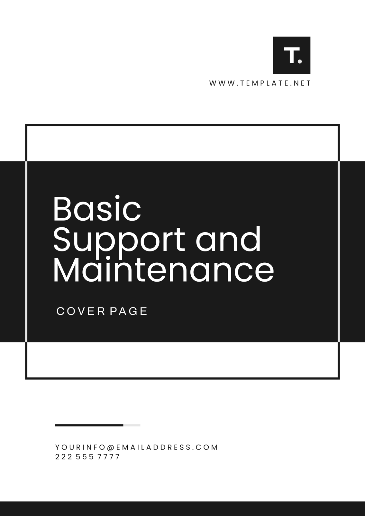 Basic Support and Maintenance Cover Page Template