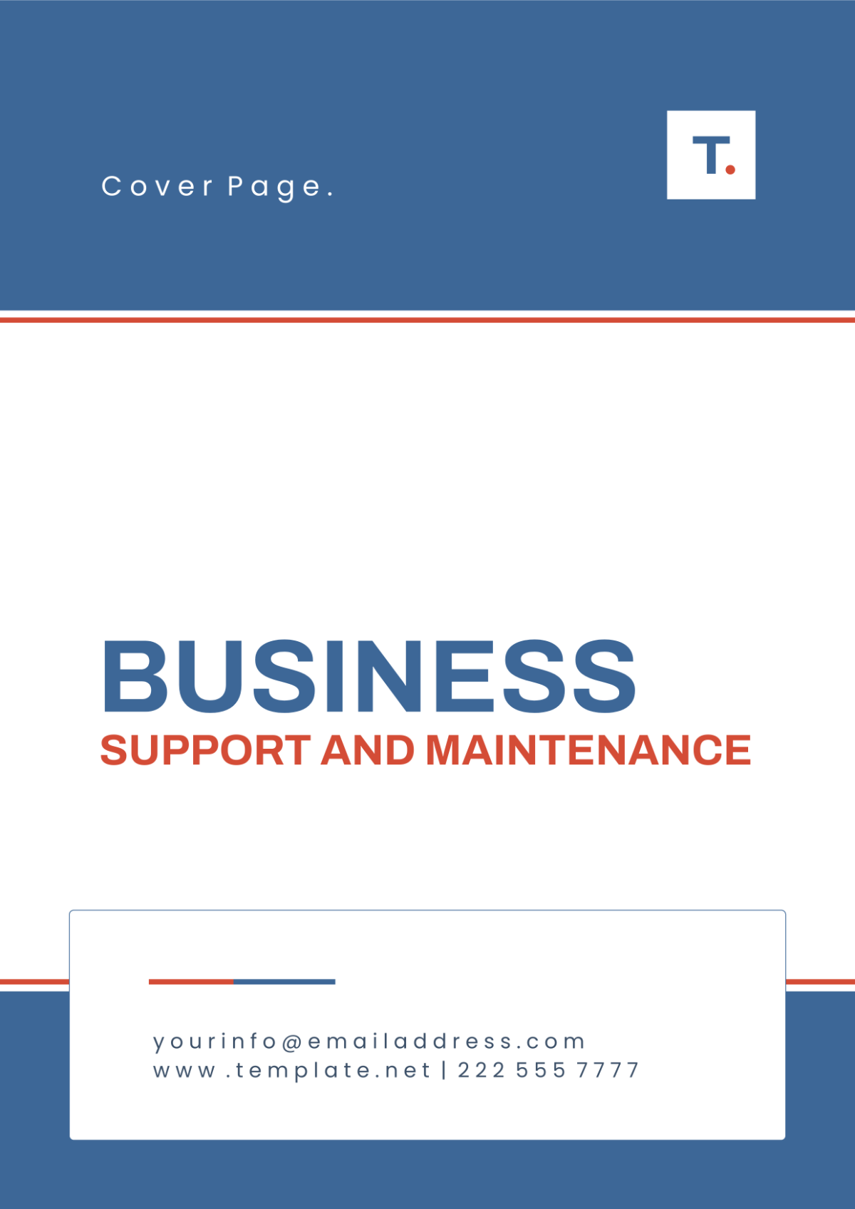 Business Support and Maintenance Cover Page Template