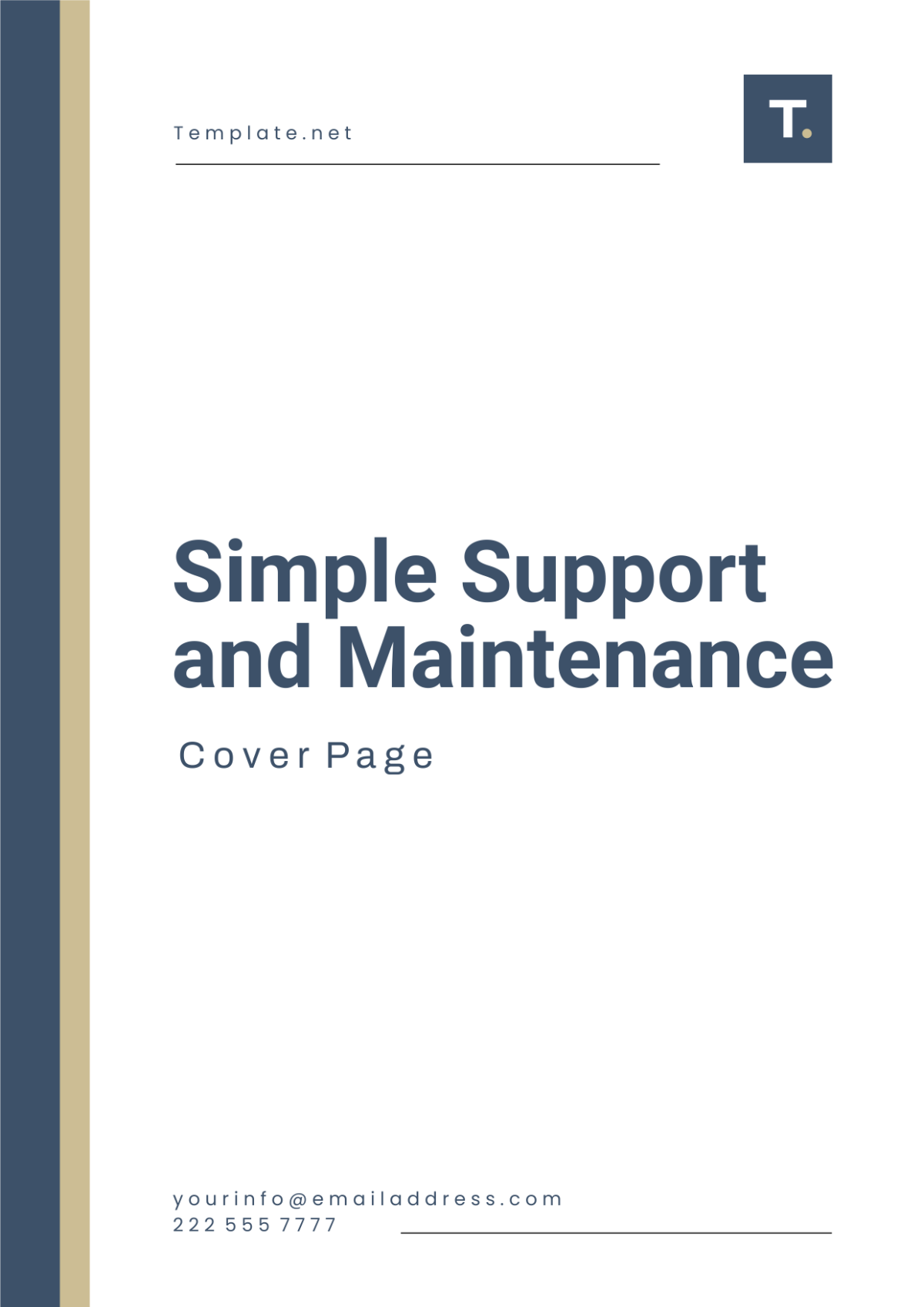 Simple Support and Maintenance Cover Page Template
